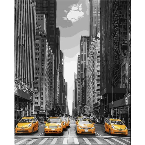 New York-i Taxik 30x40 cm 5D négyzet alakú gyémántszemes kirakó